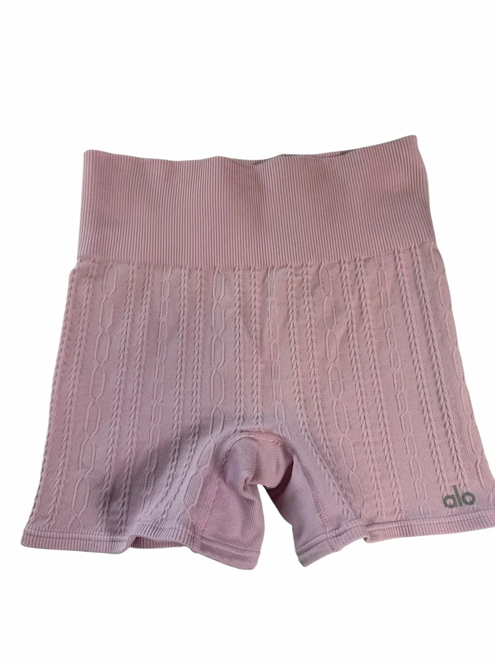 ALO YOGA Seamless Cable Knit high waisted Hot Short Sugarplum Pink Size XS